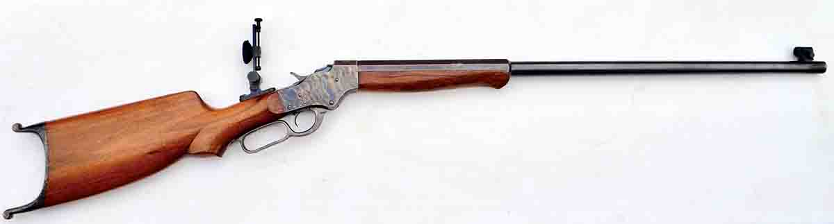 This Model 47 “Model Range” .20-25 Single Shot is built on a No. 44½ action. The sights were made by Lee Shaver, the well-known gunsmith and target shooter.